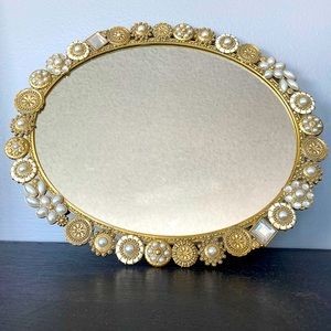 Versailles Vintage Gold & Pearls Mirror/Tray
